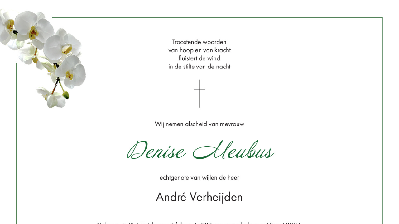 Overlijdensbericht van Denise Meubus