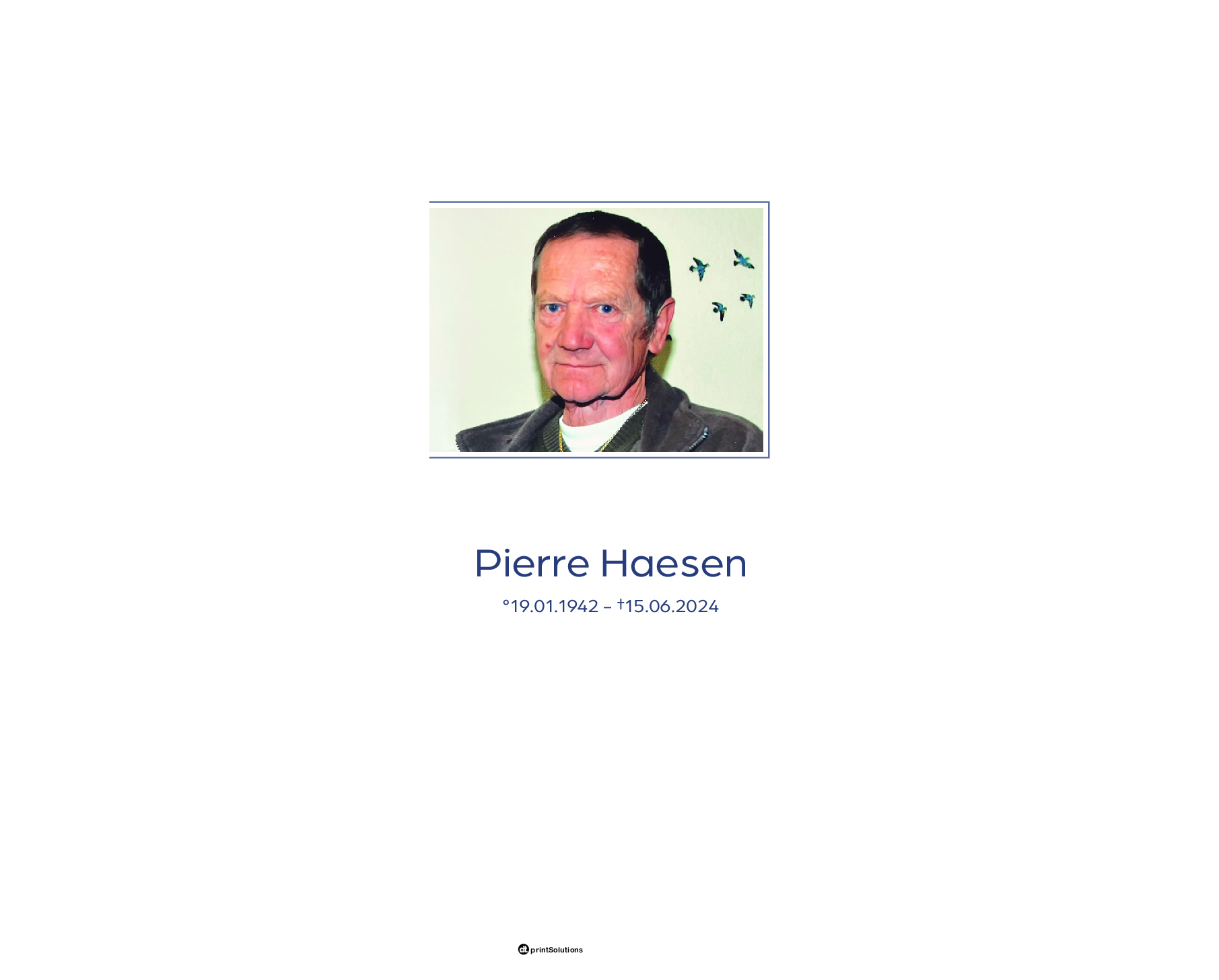 Overlijdensbericht van Pierre Haesen