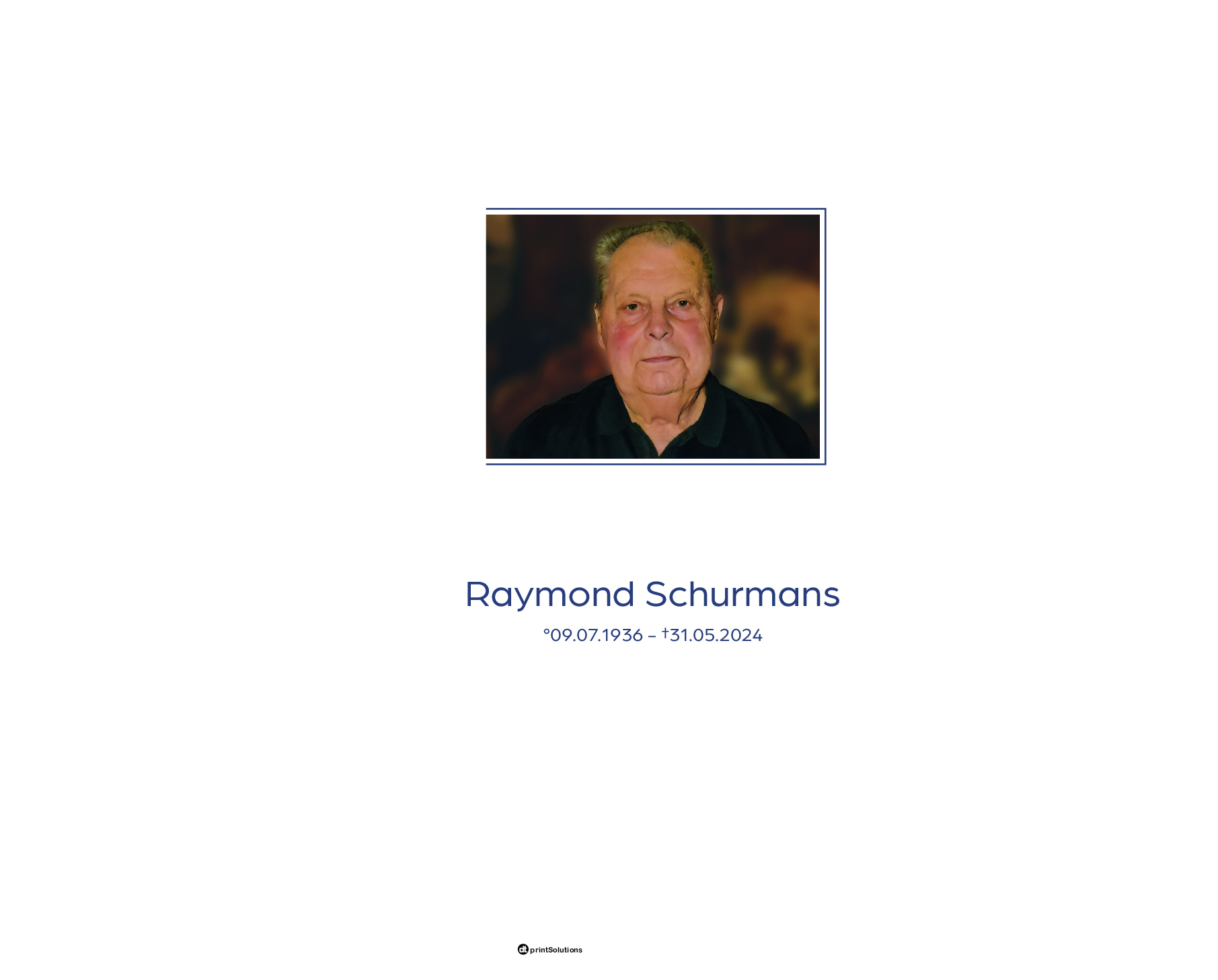 Overlijdensbericht van Raymond Schurmans