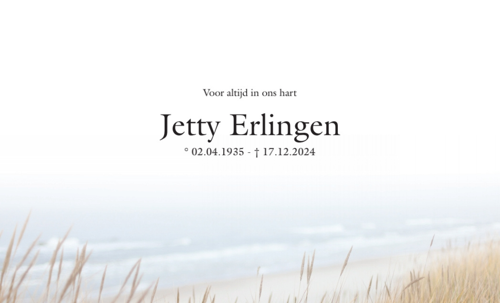 Overlijdensbericht van Jetty Erlingen