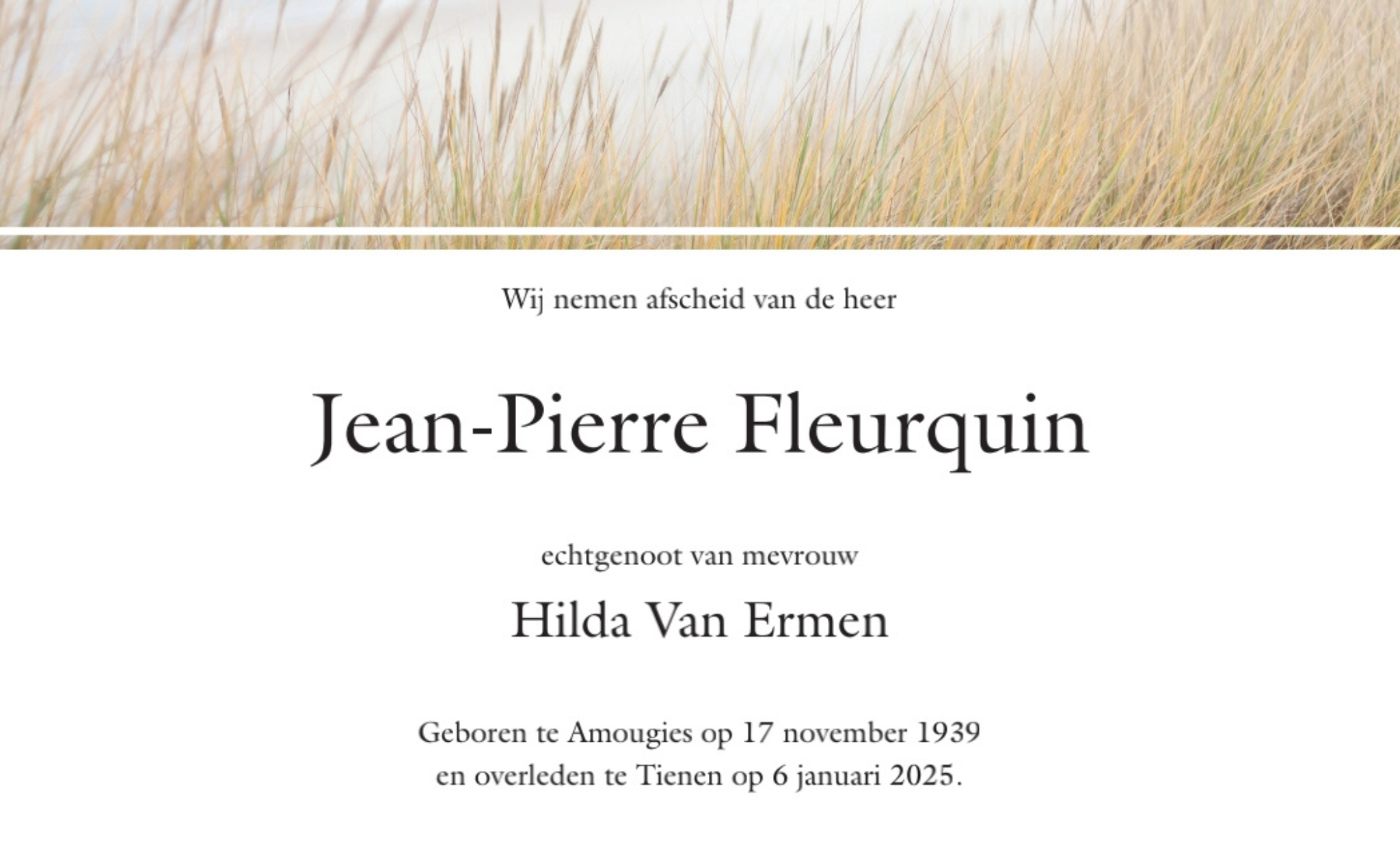 Overlijdensbericht van Jean-Pierre Fleurquin