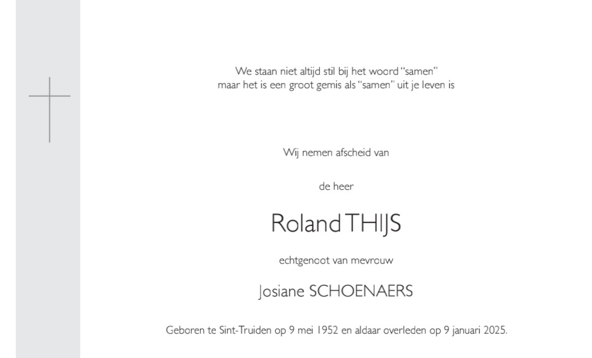 Overlijdensbericht van  Roland THIJS