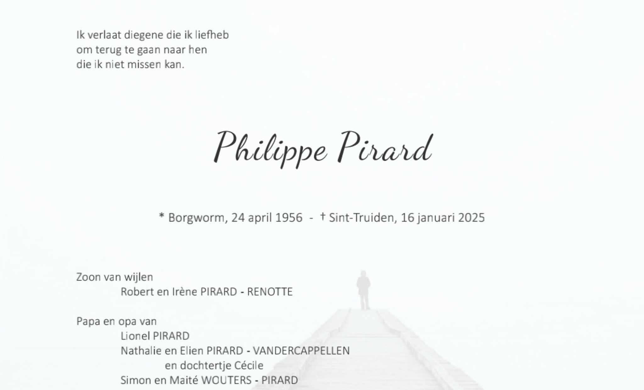 Overlijdensbericht van Philippe Pirard