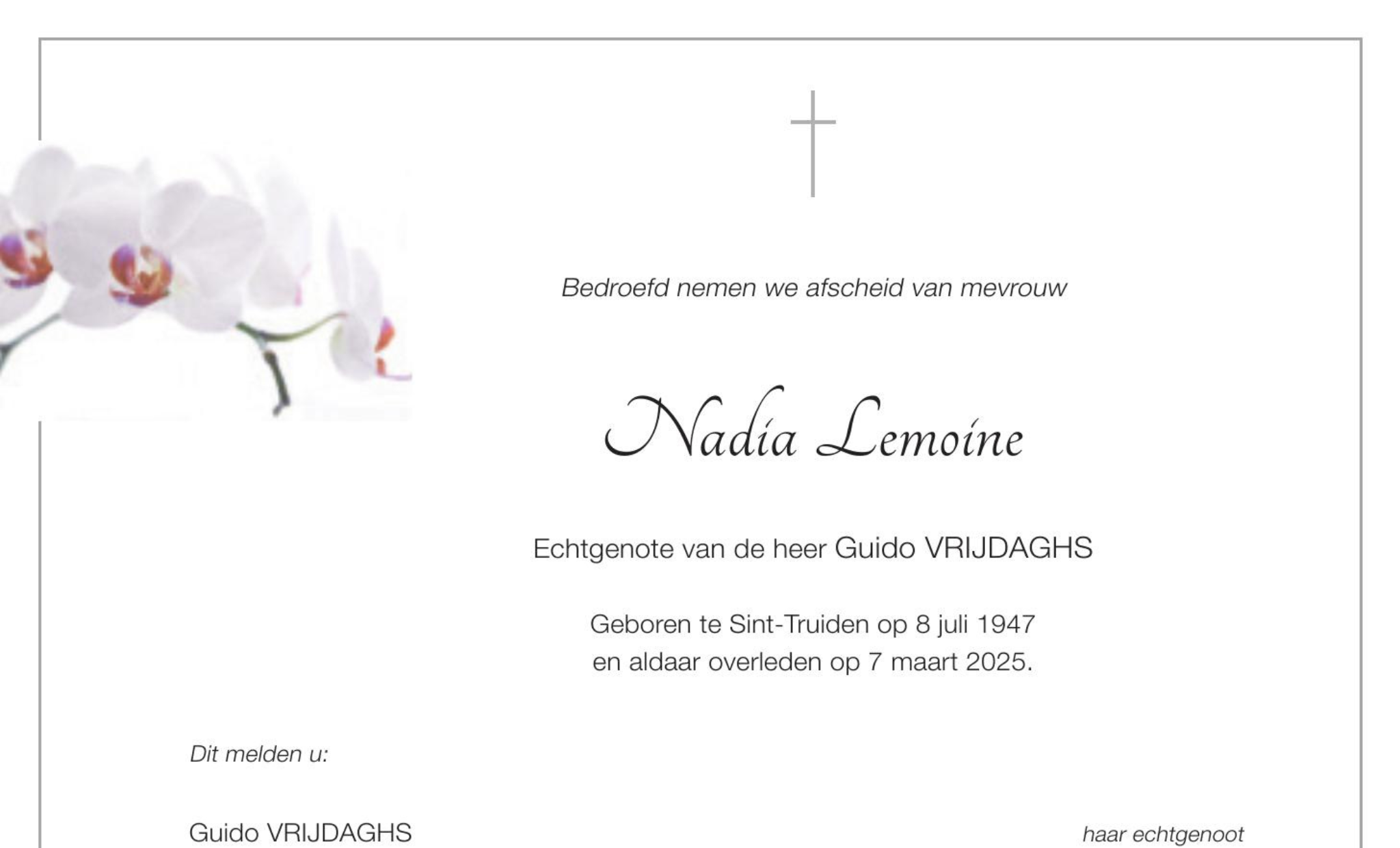 overlijdensbericht van Nadia Lemoine